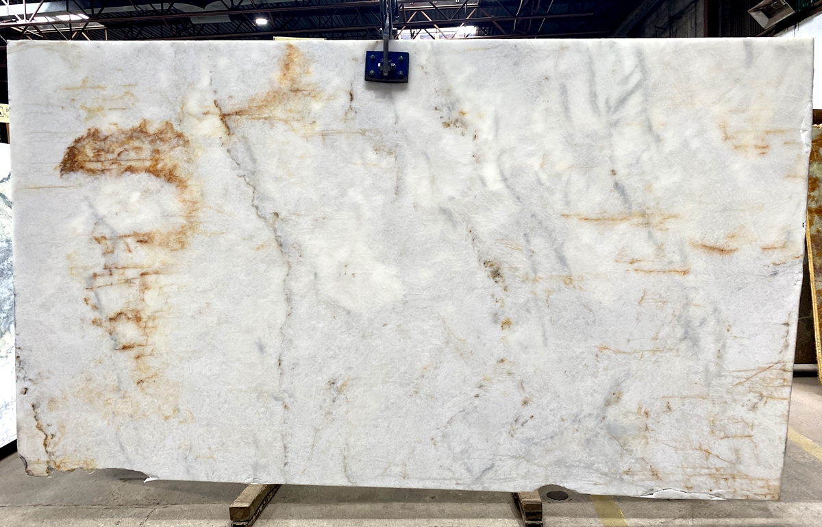 Cristallo Illuminatus: A radiant white Cristallo quartzite with sparkling, translucent veins. Ideal for brightening spaces and adding a touch of sophistication. Cristallo - Lot 2327 Slab #24, 2cm Honed, 134x75 | Arena Stone NJ Arena stone nj cristallo lot 2327 2cm honed cristallo lot 2327 slab 24 2cm honed 134x75