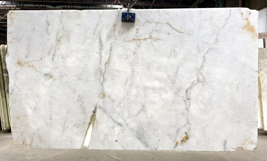 Cristallo Illuminatus: A radiant white Cristallo quartzite with sparkling, translucent veins. Ideal for brightening spaces and adding a touch of sophistication. Cristallo - Lot 2327 Slab #39, 2cm Honed, 135x52 | Arena Stone NJ Cristallo lot 2327 slab 39 2cm honed 135x52