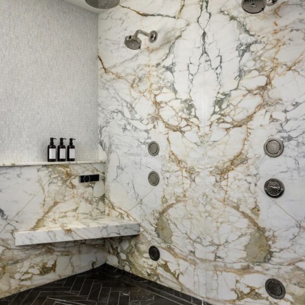 Breccia Capraia Bathroom - Design by Nicole Forina Home