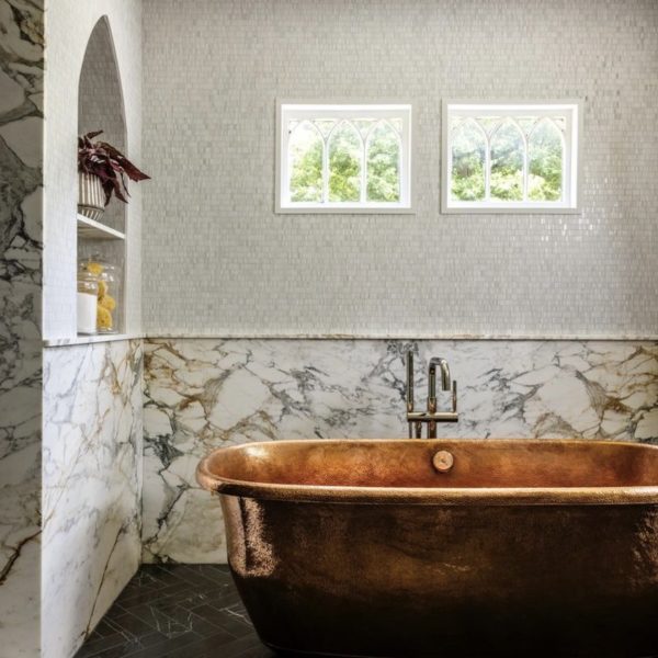 Breccia Capraia Bathroom - Design by Nicole Forina Home