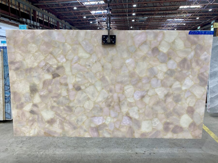 Arena Stone NJ Ice Quartz Semiprecious – Lot 2517, 2cm Polished Ice Quartz Semiprecious - No Lot 2cm Polished, 107" x 59" [Slab #54]