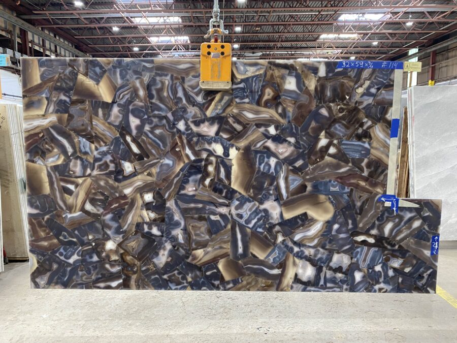 Arena Stone NJ Multi Classic Onyx Semiprecious – Lot 2520, 2cm Polished Multi Classic Onyx Semiprecious - No Lot 2cm Polished, 92" x 59" [Slab #114]