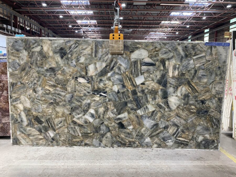 Arena Stone NJ Agate Moss Semiprecious – Lot 2509, 2cm Polished Agate Moss Semiprecious - No Lot 2cm Polished, 120" x 60" [Slab #33]
