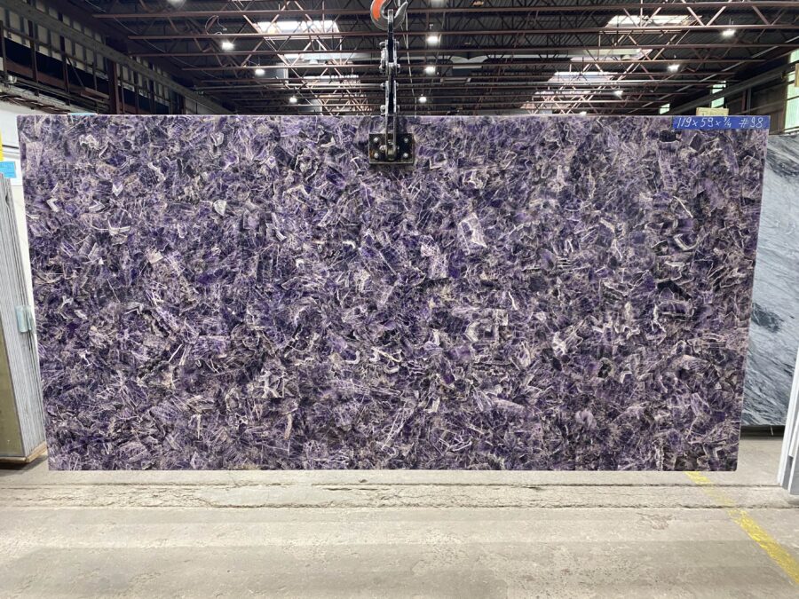 Arena Stone NJ Purpole Agate Semiprecious – Lot 2526, 2cm Polished Purpole Agate Semiprecious - No Lot 2cm Polished, 119" x 59" [Slab #98]
