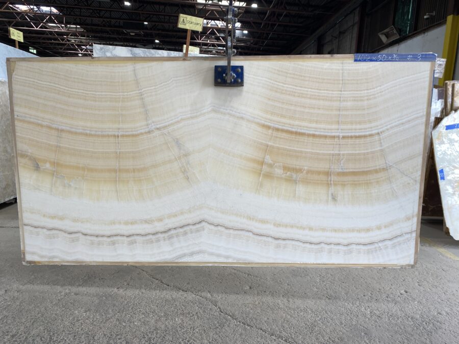 Arena Stone NJ Ivory Onyx – Lot 2573, 2cm Polished Ivory Onyx - Lot 2573 2cm Polished, 103" x 52" [Slab #3]