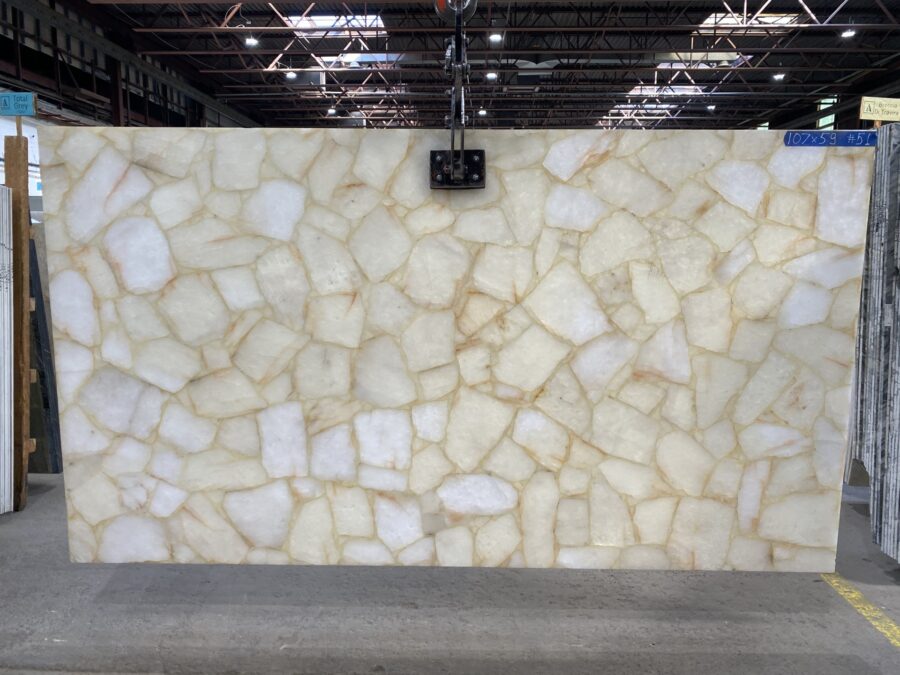 Arena Stone NJ Puro Cristallo Semiprecious – Lot 2525, 2cm Polished Puro Cristallo Semiprecious - No Lot 2cm Polished, 107" x 59" [Slab #51]