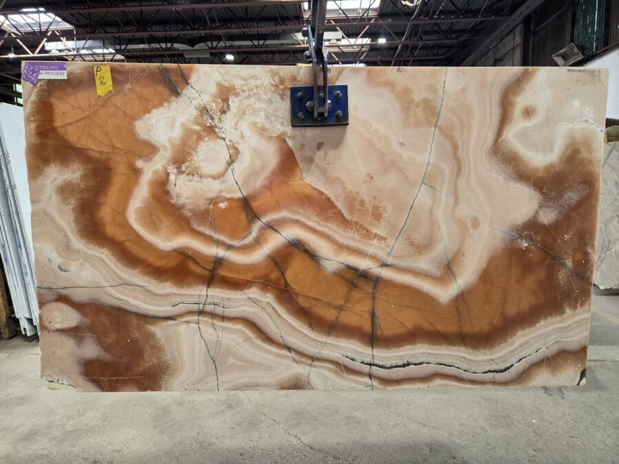 Arena Stone NJ Brown Onyx – Lot 2572, 2cm Polished Brown Onyx - Lot 2572 2cm Polished, 72" x 41" [Slab #21]