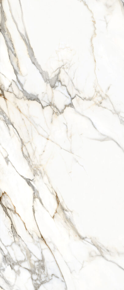 Arena Stone NJ Calacatta Dorato Oversize – AP309S, 6.5mm Polished/Silk Calacatta Dorato - 48" X 110" [Face 1]