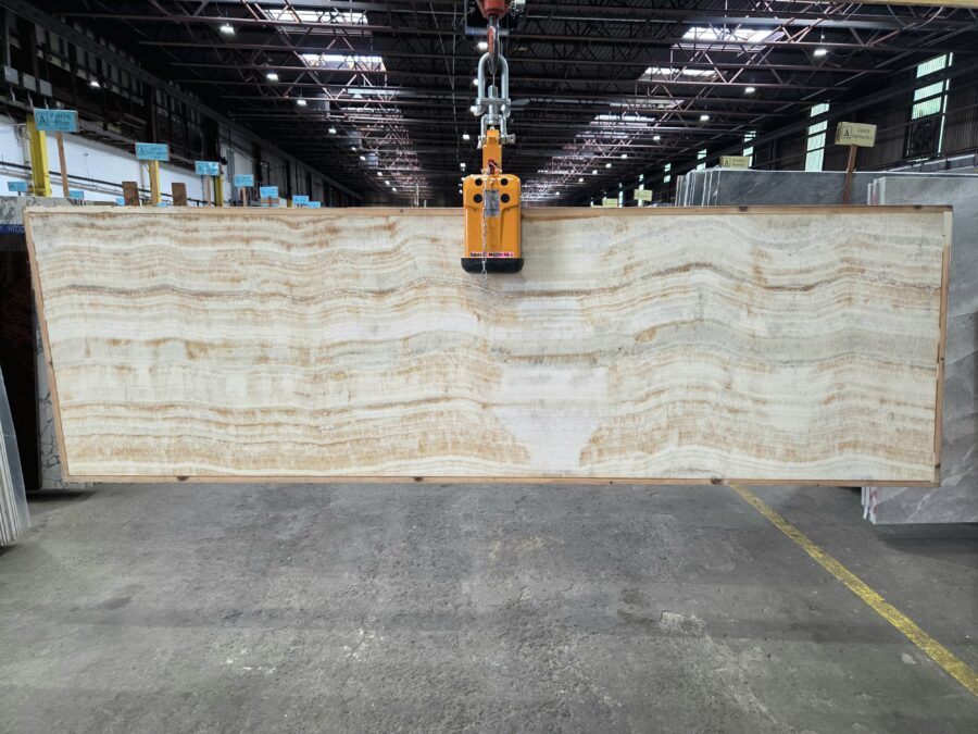 Arena Stone NJ Caramello Onyx – Lot 2588, 2cm Polished Caramello Onyx - Lot 2588 2cm Polished, 121" x 35" [Slab #A7] - 0