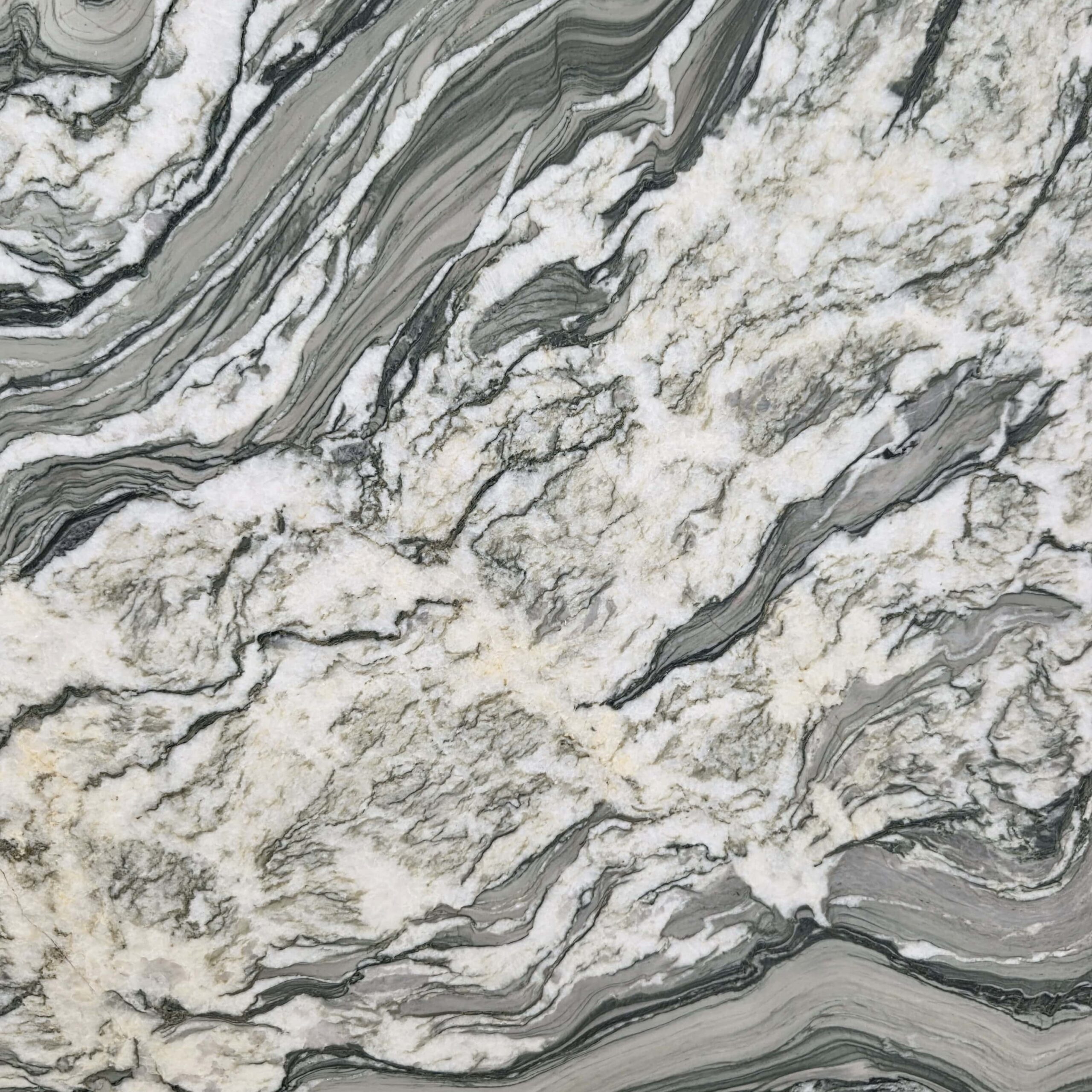 Earth's artistry captured. Our amazing Cipollino Green has layered texture including a vibrant green and grey palette, as well as sharp, flowing white veins. Cipollino Green - Lot 2605 | Arena Stone NJ Arena stone nj cipollino green lot 2605 2cm polished cipollino green lot 2605
