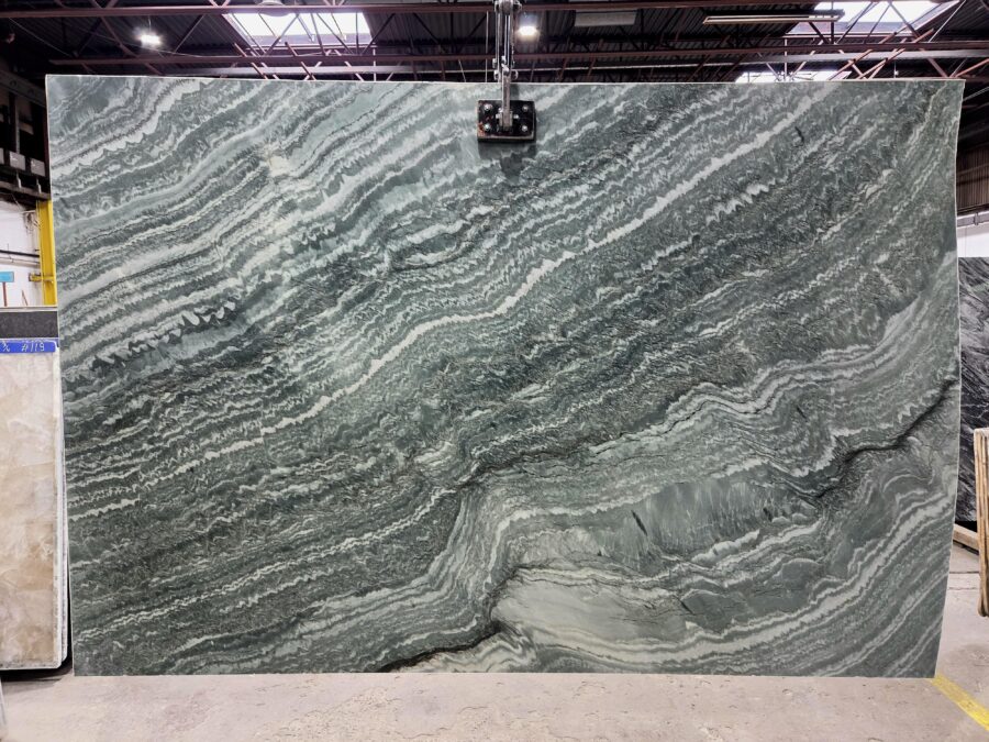 Arena Stone NJ Green Maestro – Lot 2540, 2cm Polished Green Maestro - Lot 2540 2cm Polished, 114" x 77" [Slab #59]