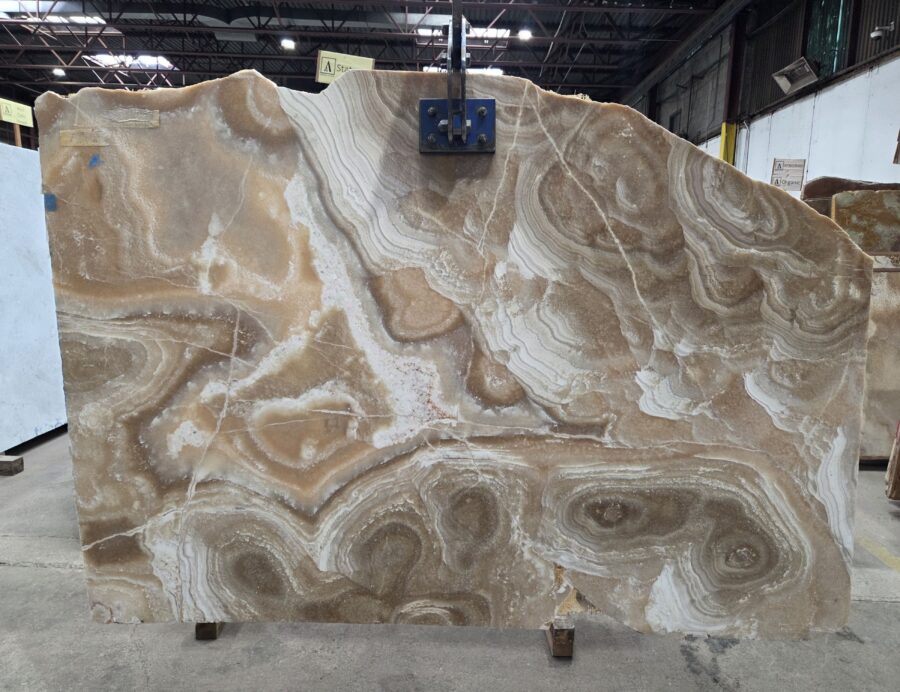 Arena Stone NJ Honey Onyx – Lot 2561, 2cm Polished Honey Onyx - Lot 2561 2cm Polished. 68" x 48" [Slab #5]