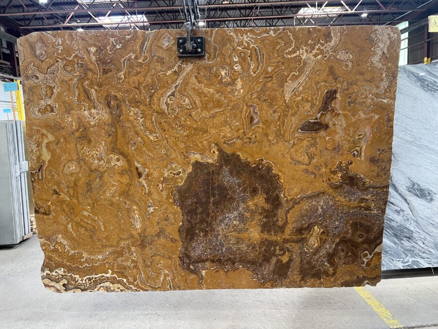 Arena Stone NJ Red Onyx – Lot A4255, 2cm Polished Red Onyx - Lot A4255 2cm Polished, 100" x 70" [Slab #18]