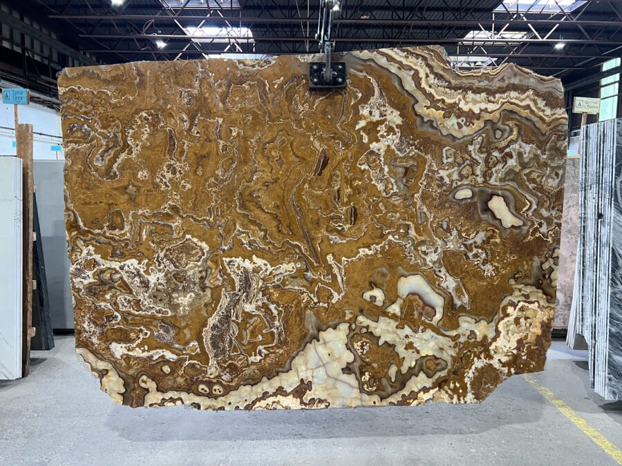 Arena Stone NJ Red Onyx – Lot A4255, 2cm Polished Red Onyx - Lot A4255 2cm Polished, 99" x 63" [Slab #13]