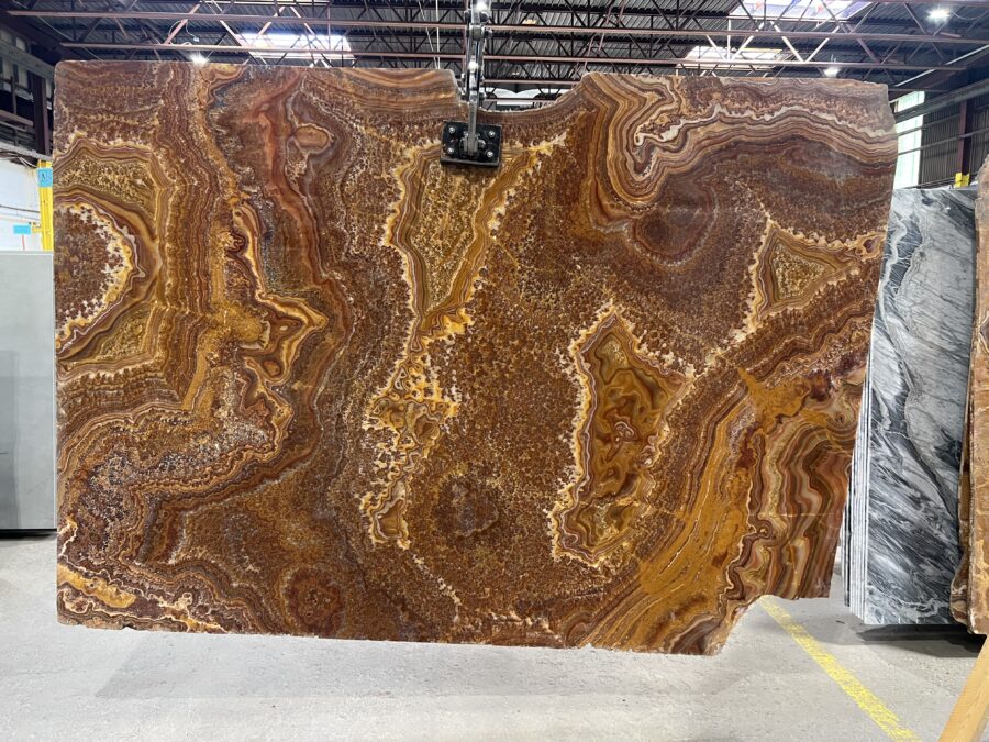 Arena Stone NJ Red Onyx – Lot A4255, 2cm Polished Red Onyx - Lot A4255 2cm Polished, 102" x 67" [Slab #12]