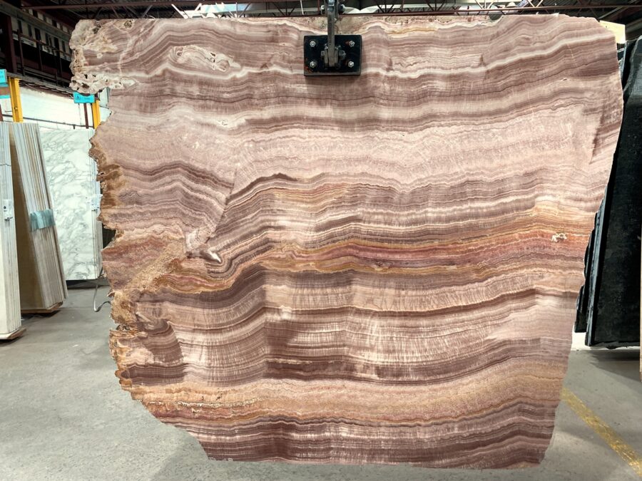 Arena Stone NJ Fantasy Merlot Onyx – Lot A4250, 2cm Polished Fantasy Merlot Onyx - Lot A4250 2cm Polished, 62" x 51" [Slab #B1] - 0