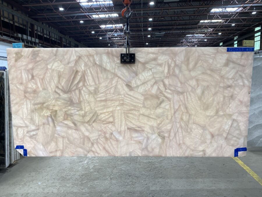 Arena Stone NJ Rose Quartz Semiprecious – Lot 2527, 2cm Polished Rose Quartz Semiprecious - No Lot 2cm Polished, 120" x 55" [Slab #19]