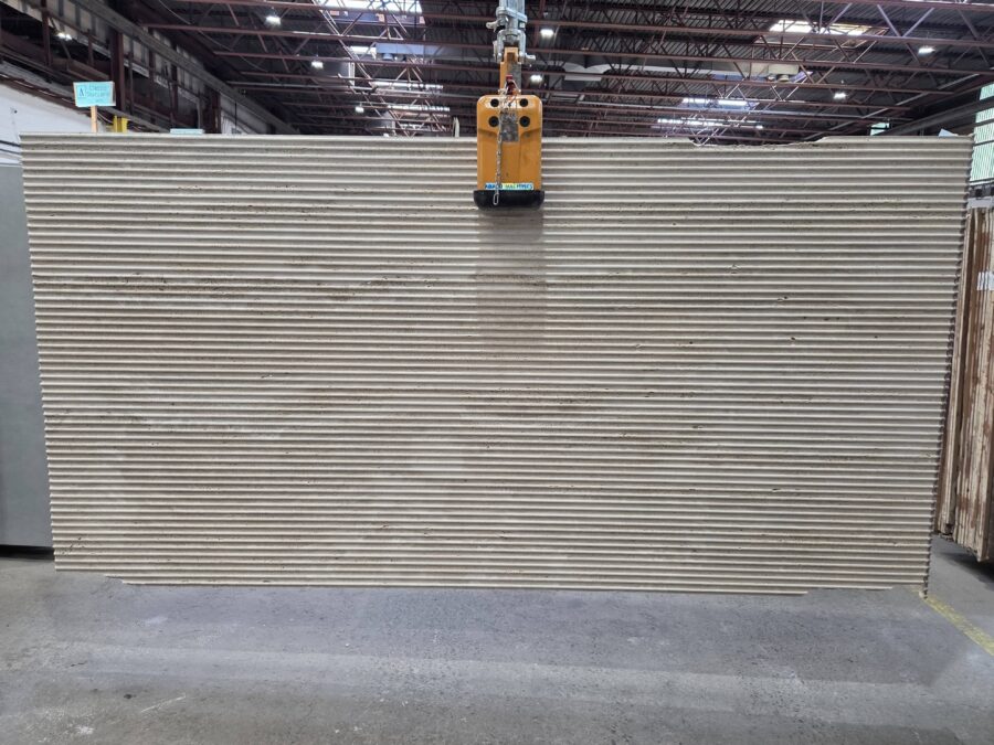 Arena Stone NJ Travertino Classico – Lot 2591, 2cm Fluted Travertino Classico Fluted - Lot 2591 2cm Fluted, 117" x 56" [Slab #58]