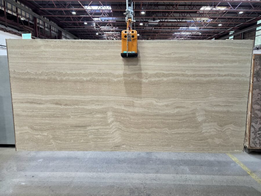 Arena Stone NJ Travertino Classico – Lot 2595, 2cm Filled & Honed Travertino Classico - Lot 2595 2cm Filled & Honed, 119" x 58" [Slab #35]