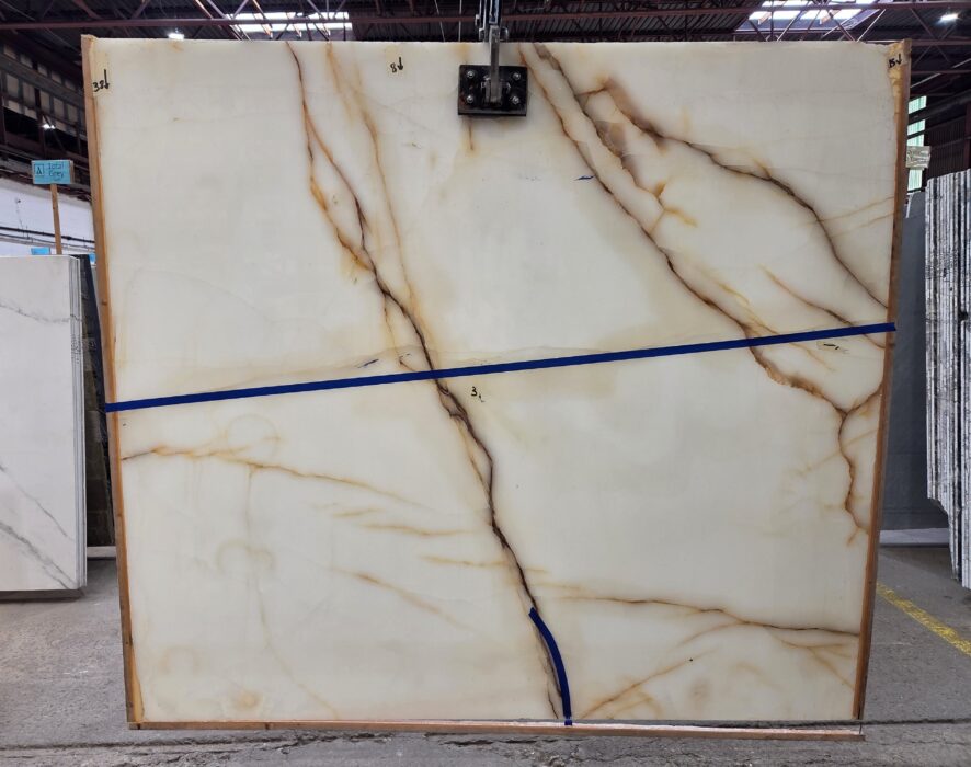 Arena Stone NJ White Onyx – Lot 2559C, 2cm Polished White Onyx - Lot 2559C 2cm Polished, 64" x 29" [Slab #47]