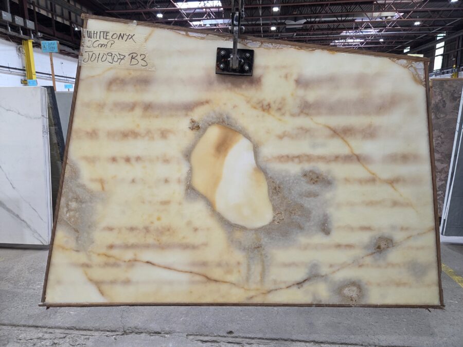 Arena Stone NJ White Onyx – Lot 2559D, 2cm Polished White Onyx - No Lot 2cm Polished, 66" x 51" [Slab #18]
