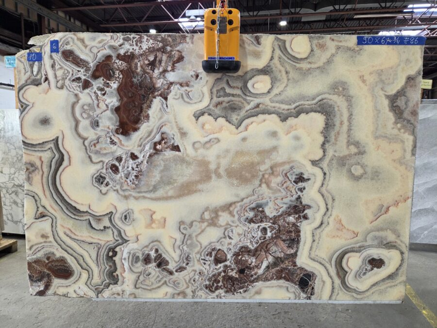 Arena Stone NJ Woodstock Onyx – Lot 2556, 2cm Polished Woodstock Onyx - Lot 2556 2cm Polished, 90" x 61" [Slab #86]